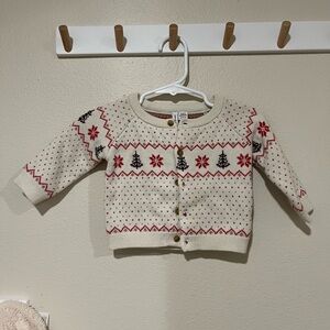 Janie and Jack Festive Cream and Red Sweater